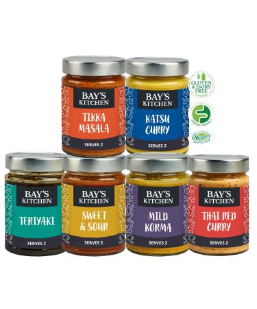 Bay's Kitchen Asian Bestselling Cooking Sauce Bundle (6 jars) including Sweet & Sour Sauce Korma and Tikka Masala Katsu Teriyaki and Thai Red Curry Gluten-Free Dairy-Free and Low Fodmap - Buy Online on GoSupps.com