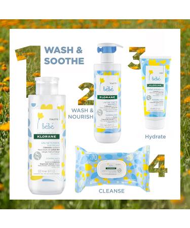 Klorane - Baby Soothing Cleansing Water with Calendula - Baby Rinse-Free One-Hand Pump - Soothes & Cleanses - 500ml - Buy Online on GoSupps.com