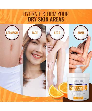 Advanced Clinicals Vitamin C Body Cream + Potent Vitamin C Face Lotion Brightening Skin Care Set  Anti Aging Dry Skin Rescue Creams Target Dry Skin  Sun Damaged Skin  Wrinkles  & Dark Spots  2-PC Set Face + Body Cream (2-P - Buy Online on GoSupps.com