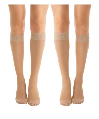 Relaxsan Basic 850P knee highs women 22-27 mmhg preventive graduated compression 140 Den PLUS M skin color 2 pairs