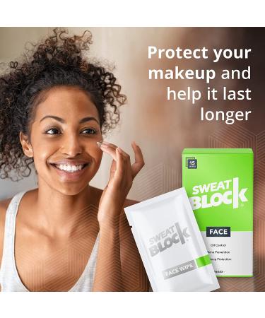 SweatBlock Daily Antiperspirant Face Wipes - Oily Skin Control & Makeup Protection - 15 Wipes - Buy Online on GoSupps.com