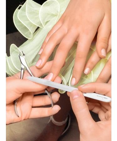 GERMANIKURE Mantra Glass Nail File in Suede Case - Professional Manicure & Pedicure Tool for Natural Fingernails - Ethically Made in Czech Republic - Buy Online on GoSupps.com