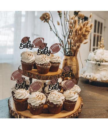 24 Pack Oh Baby American Football Cupcake Toppers Glitter Rugby Ball Oh Baby Cupcake Picks for Super Rugby Sports Theme Baby Shower Kids Birthday Party Cake Decorations Brown 1-oh Baby - Buy Online on GoSupps.com