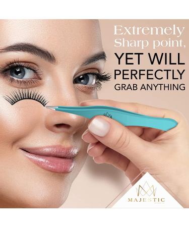 Majestic Bombay Teel Blue Tweezers Set - Fine Point & Slant for Precision Hair & Splinter Removal | Stainless Steel Pluckers - Buy Online on GoSupps.com