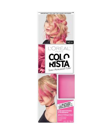 L'Oreal Paris Colorista Semi-Permanent Hair Color for Light Blonde or Bleached Hair  Hot Pink Hotpink