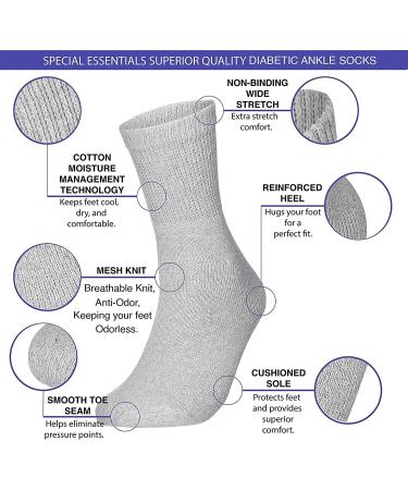 Crew Cotton Diabetic Socks for Men and Women - Size 13-15, Black (6 Pairs) - Buy Online on GoSupps.com