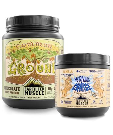 Earth Fed Muscle Vegan Power & Focus Bundle Chocolate Plant-Based Protein Powder + Coffee Creamer with Collagen & Lion s Mane Clean Energy Mental Clarity Hair & Joint Support Dairy-Free Glute