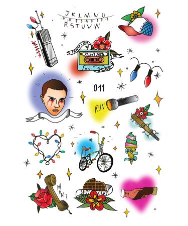 Tatsy Stranger Set  Temporary Tattoo  Stranger Party Supplies  Stranger Things Themed  Cover Up  Sticker for Men and Women  Fun Tattoos  Body Temp Fake Tattoos  Birthday  Unique Designs