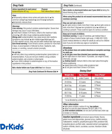 Dr. Kids Children s Pain and Fever Gummy Bite - Chewable Acetaminophen for Kids Ages 2-11 Pre-Measured Soft Chews for Headache Sore Throat Cold and Flu Orange Vanilla Flavor 24 Count 24 Count (Pack of 1) - Buy Online on GoSupps.com