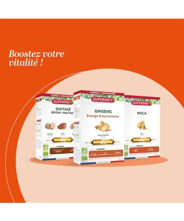 SUPERDIET ORGANIC GINSENG Energy & Dynamism Herbal Medicine Made in France 20 ampoules of 10 ml - Buy Online on GoSupps.com