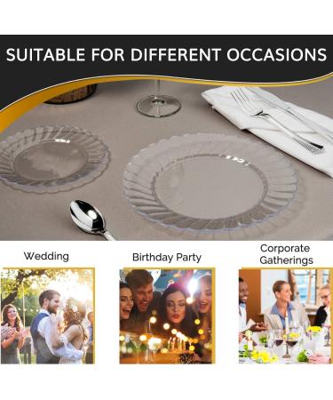 Oasis Creations 6 Clear Round Plastic Plate Set - 100 Pack, Reusable Party Supplies for Birthdays, Celebrations, Buffets- Catering and More - Buy Online on GoSupps.com
