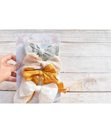 California Tot Big Girl's Mixed Bow Clips - Golden Straw Set of 4 | Cute and Stylish Hair Accessories - Buy Online on GoSupps.com