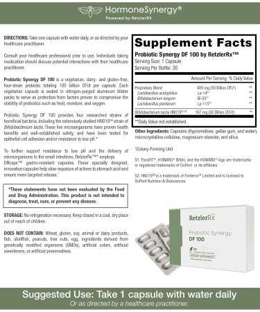 Probiotic Synergy DF 100 Billion CFU - 30 Acid Resistant DRCaps - Lactobacillus Acidophilus La-14 Lactobacillus Plantarum Lp-115 Bifidobacterium Longum Bl-05 HOWARU Bifido HN019 - Buy Online on GoSupps.com
