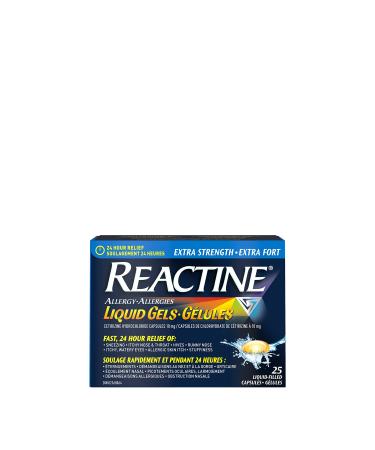 Reactine Extra Strength Antihistamine Liquid Gel Pills - 10mg Cetirizine Hydrochloride - Allergy Relief Medicine - 25 count