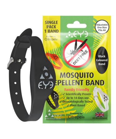 THEYE Mosquito Repellent Bracelet - Anti Mosquito Bracelet for Adults Children Kids - 100% Natural Deet Free Mosquito Repellent Bands - Provides Up to 2 Weeks Protection - Adjustable Wristband Adjustable Black