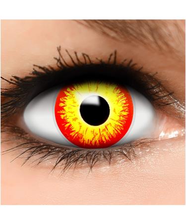 Funzera colored contact lenses Halloween red horror clown 2 pieces (1 pair) without prescription easy -to -use red lentils 2 x colored contact lens for cosplay carnival carnival anime