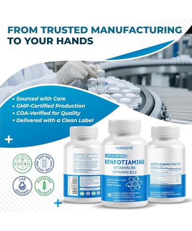 Liposomal Benfotiamine with Vitamin B6 Vitamin B12 Alpha Lipoic Acid Curcumin - Support Healthy Metabolism Energy Levels- Made and Tested in The USA 150 count (pack of 1) - Buy Online on GoSupps.com