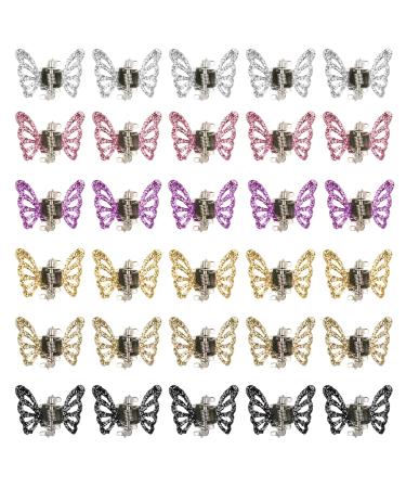 Wecoe 30pcs Small Butterfly Hair Clips Mini Claw Clips Cute Purple Pink Gold Silver Black Hair Clips Metal Decorative Tiny Hair Clips Kid Baby Toddler Halloween Hair Accessories Women Girls Gift Mixed color