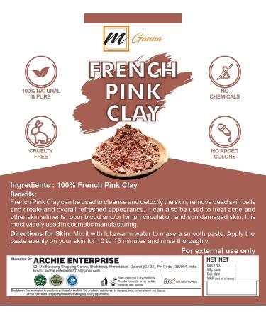 French Pink Clay Powder - 100% Natural for DIY Masks, Creams, Peels, Scrubs, Soap Making - 0.22 LBS / 100 GMS - Buy Online on GoSupps.com