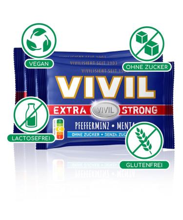 Buy Vivil Extra Strong Peppermint Pastilles - Sugar-Free & Vegan 5x3 Pack (15x25g) - International Shipping Available - Buy Online on GoSupps.com