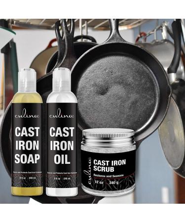 Culina Supreme Cast Iron Care Set - Restoring Scrub, Cleaning Soap & Conditioning Oil | 100% Plant-Based for Cookware, Skillets, Pans & Grills - Buy Online on GoSupps.com