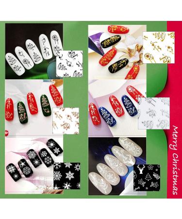 12 Sheets Christmas Nail Art Stickers Self Adhesive Nail Stickers Decals 5 Colors Snowflakes Christmas tree Merry Christmas Nail Art Decorations - Buy Online on GoSupps.com