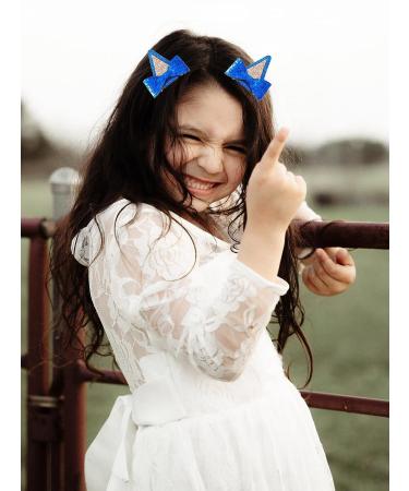 Blue Dog Ears Hair Clips for Toddler Girls & Adults - 2PCS Glitter Bow Barrettes for Halloween Costume & Birthday Party - Bluey Supplies - Buy Online on GoSupps.com