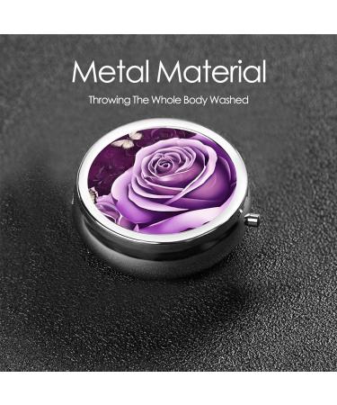 Buy Purple Butterfly Round Pill Box | 3 Compartment Mini Travel Organizer for Vitamins & Medications - Buy Online on GoSupps.com
