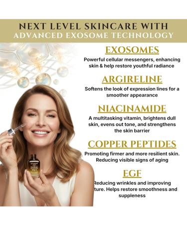 Seraphime Exosome Multi-Peptide Serum 2% Exosomes Argireline Copper Peptides (GHK-CU) Oligopeptide-1 (EGF) & Hyaluronic Acid Advanced Anti Aging Skincare Stem Cell Serum with Multi Peptide - Buy Online on GoSupps.com