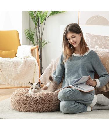 Bedsure Calming Donut Dog Bed - Washable Anti-Slip Faux Fur for Small to Large Dogs & Cats - Buy Online on GoSupps.com