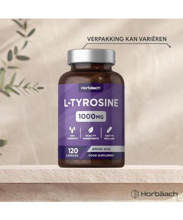 L Tyrosine 1000mg High Strength 120 Vegan Capsules Tyrosine Supplement Amino acid from Horbaach - Buy Online on GoSupps.com