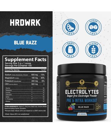 HRDWRK - 100 Servings Keto Electrolytes Powder Hydration Sugar Free - Electrolyte Powder to Boost Endurance & Reduce Fatigue with Electrolytes Supplement (Unflavored Set of 2 & Blue Razz) - Buy Online on GoSupps.com