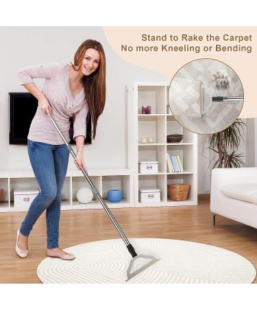 47 Adjustable Long Handle Carpet Rake Pet Hair Remover  Reusable Large Metal Lint Remover Brush for Embedded Fur Removal from Low Pile Rugs Stairs  Carpet Brush Scraper Dog Cat Hair Remover Broom - Buy Online on GoSupps.com