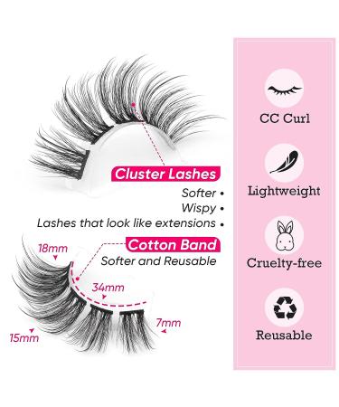 Focipeysa DIY 3D Wispy Individual Lashes Extensions - Natural Look Clusters for Volume - 18mm - Buy Online on GoSupps.com