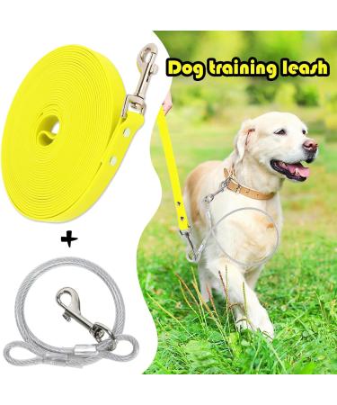 Waterproof Dog Drag Line - Chew-Proof Tie-Out Leash 15m for All Dog Sizes - Durable Training Line in Yellow - Buy Online on GoSupps.com