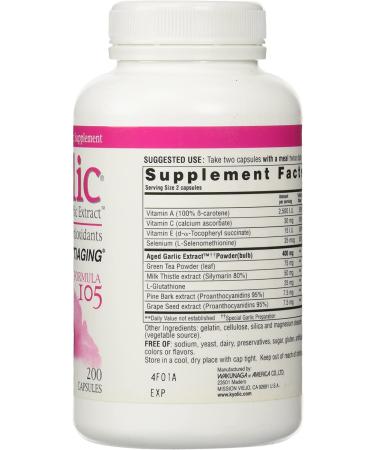 Kyolic Aged Garlic Extract Detox & Anti-Aging 200 Capsules - Immune Support & Heart Health - Buy Online on GoSupps.com
