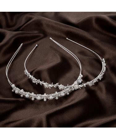 TecUnite Crystal Flower Crown and Pearl Rhinestone Headdress for Wedding Party - Style Set 2 - Buy Online on GoSupps.com