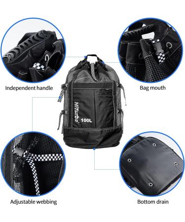 Hiturbo 22 Gallon Scuba Diving and Snorkeling Gear Backpack - Large Capacity Black Mesh Bag for Diving Equipment - Buy Online on GoSupps.com