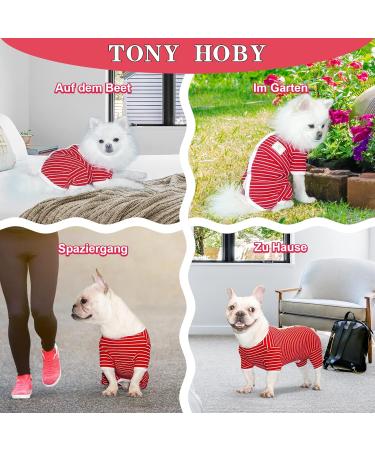 Tony Hoby Dog Overall Suit for Men & Women - Soft Cotton 4-Leg Stripes Pajamas for Comfortable Sleep - L Red-Girl - Buy Online on GoSupps.com