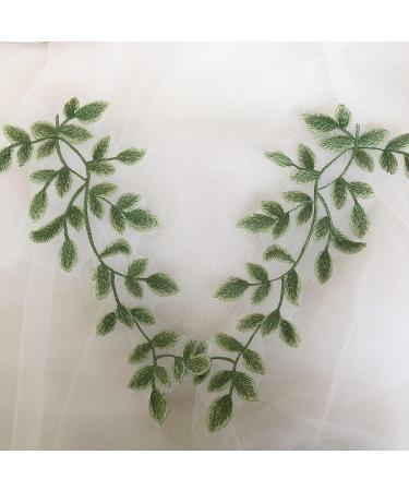 Green Forest Leaves Applique Lace Vine Motif Trim Embroidery Wood Patches - Mirror Pair - Buy Online on GoSupps.com
