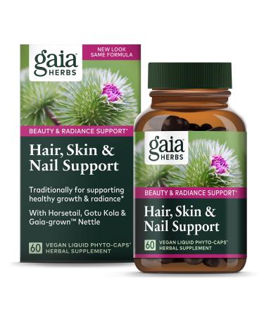 Gaia Herbs Hair Skin & Nail Support 60 Vegan Liquid Phyto-Caps