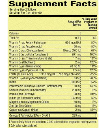Prenatal Vitamins for Women- 120 Mini Softgels Multivitamin/Multimineral (Pack of 1) Boxed by Fusion Shop Store - Buy Online on GoSupps.com