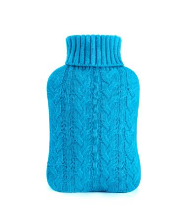 samply Hot Water Bottle with Knitted Cover 2L Hot Water Bag for Hot and Cold Compress Hand Feet Warmer Neck and Shoulder Pain Relief Cobalt Blue 2L Sapphire Blue