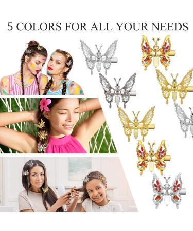 10 Pcs 90s Moving Butterfly Hair Clips | Elegant Hollow Wing Hair Pins | 3D Butterfly Barrettes for Women, Girls, Teens | Wedding Accessories - Buy Online on GoSupps.com
