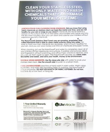 Nano Towels Stainless Steel Cleaner - Chemical-Free Reusable Cloth for Safely Cleaning Stainless Steel - Kid & Pet Friendly - 7x16 (1 pc) - Buy Online on GoSupps.com