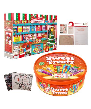Christmas Sweets Bundle - 1x Swizzels Advent Calendar 2023 1x Sweet Treats Tub Bundled with Korpas Gifts Letter to Santa Kit and Festive Tags