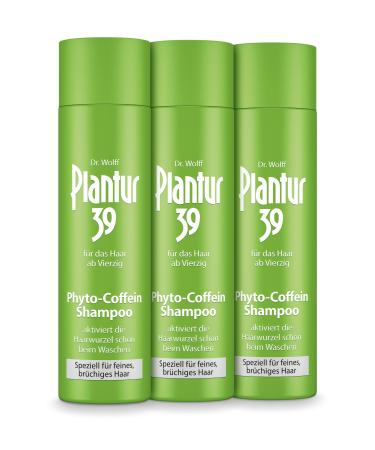 Plantur 39 Plantur 39 Phyto Shampoo with Caffeine - 3 x 250 ml - Special for fine and brittle hair - Care shampoo to prevent menopausal hair loss