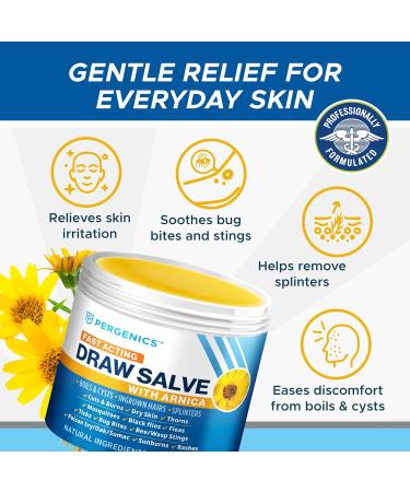 Pergenics Drawing Salve with Arnica Ointment for Dry Skin Cuts Burns Rash Poison Ivy Oak Itching Insect Bites Bee Sting Ingrown Hair 1 Oz - Buy Online on GoSupps.com