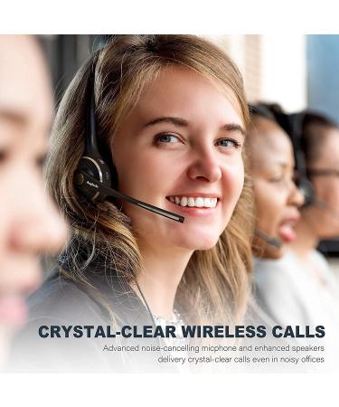 Angteela Trucker Bluetooth Headset with Noise Cancelling Mic & Charging Base - Ideal for Home Office, Call Center, Skype - Wireless Cell Phone Headset with Mute Function - Buy Online on GoSupps.com