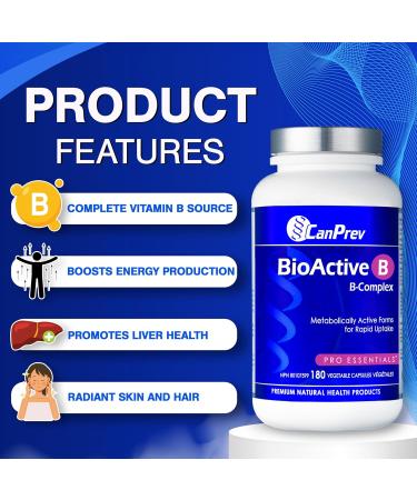 CanPrev BioActive B - B-Complex | 180 Vegetarian Capsules (Green capsules) | CanPrev Premium Natural Health Products 180 count (Pack of 1) - Buy Online on GoSupps.com